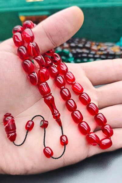 8x11mm Usta Mühürlü Hareli Ateş Kehribar Tesbih