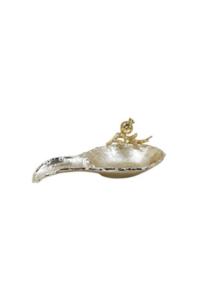 B&D Decorative Silver Metal Cigar Ashtray with Gold Bird Accent