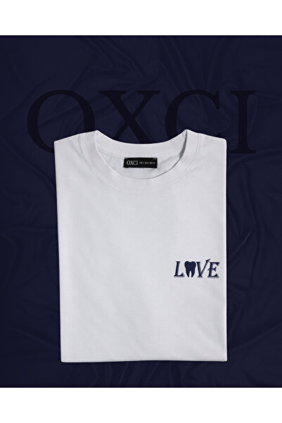 OXCI Love Diş Baskılı Beyaz Unisex Tişört