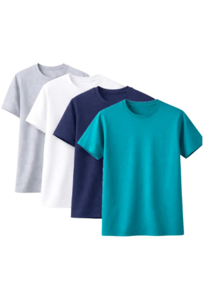 Sweetline Pachet de basic unisex supradimensionat tricou - Gri-Alb-Albastru M...