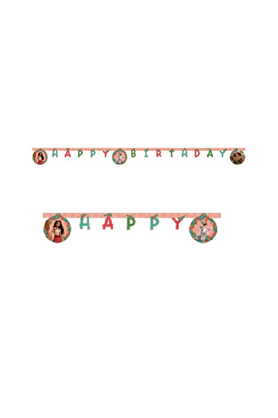 Vaiana Moana Happy Birthday Sign FS Decorative Garland, 200 cm Orange