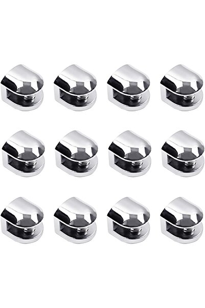 CHALA 12pcs Glass Brackets, Adjustable Zinc Alloy Glass Clip Shelf Clamp Holder