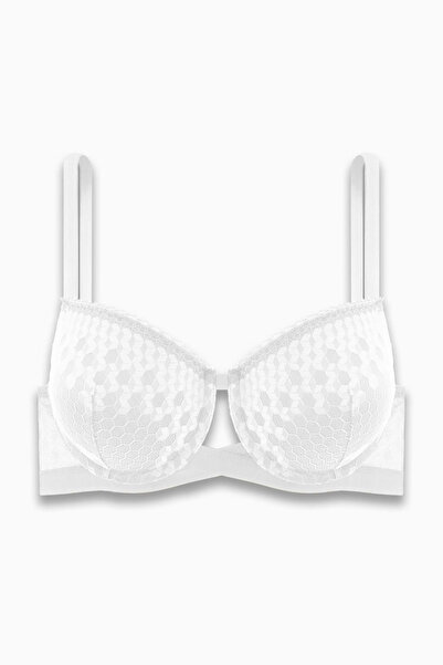 Weweus Lace Low-Cut Bra with Cross Rubber Detail - Double Push up - Fashion -...