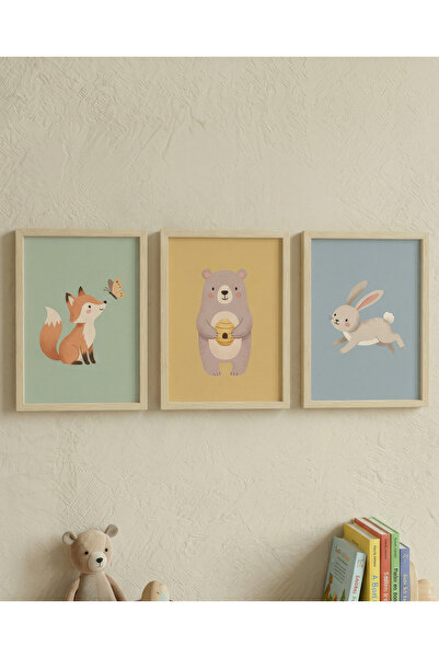 huhuli Montessori Educational Chart Wooden Framed Chart Baby Kids Room Wall D...