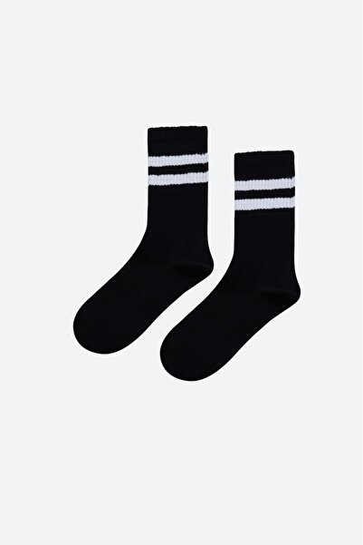 REAL DREAM White Striped Cotton Unisex Black Socks – Breathable and Flexible ...