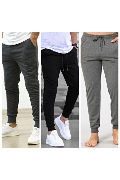 GOLSREY 3-Piece Men's Ribbed Leg Relaxed Fit Sweatpants (Regenerated Fabric)