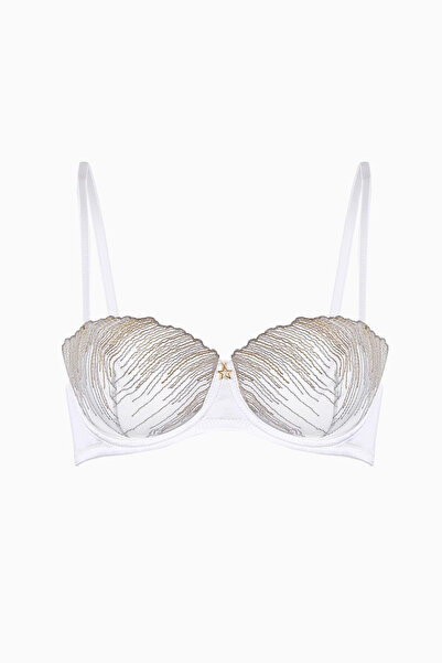 Weweus Sutien tul cu broderie cu sclipici - fără cupe , Fără burete - Fashion...