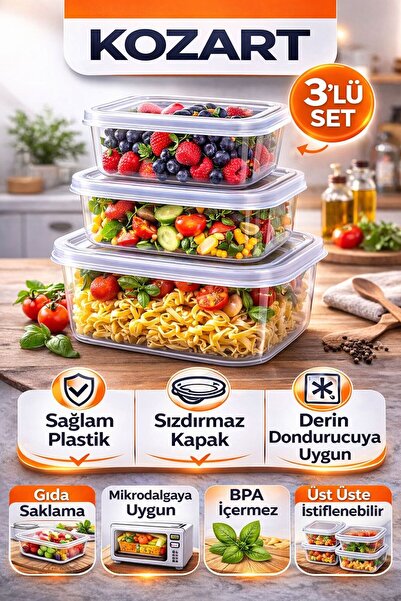 KOZART حاوية تخزين لتنظيم المطبخ في الفريزر، جلد ن، 3 أحجام