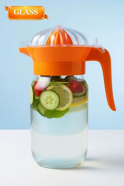 LE PARİS 1 Lt Cam Sürahi Narenciye Sıkacağı | Kapaklı Portakal Limon Sıkacağı...