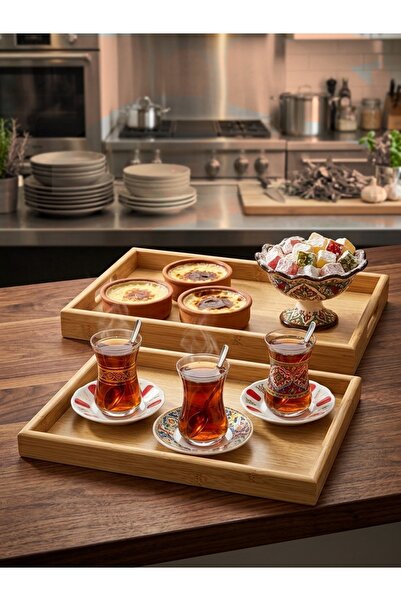 humazeyy 2 li bambu tepsi & sunum tepsisi