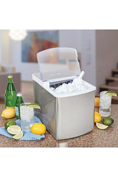 Sumkyle Stainless Countertop Ice Maker Nugget Ice Maker Makes 9 Pebble in 6 M...