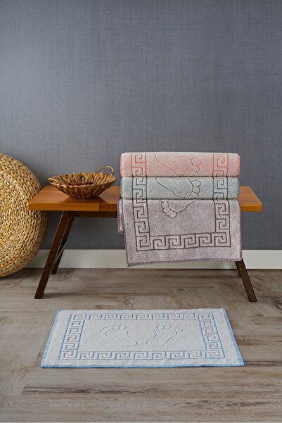 Familia Home Flo 4'lü Ayak Desenli Ayak Havlusu Seti 50x70 cm %100 Pamuk Yüks...