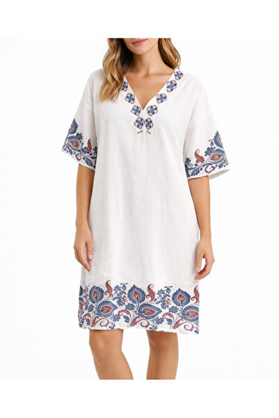 Yena Tekstil Şile Bezi Ethnic Patterned Summer Dress