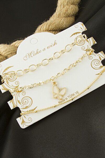 Bijuteri Net Butterfly Chain Bracelet 3 Pieces