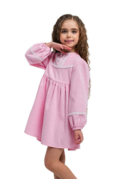 SOLLUXE HELEN - Rochie din catifea reiat cu model in clos si maneca lunga, ro...