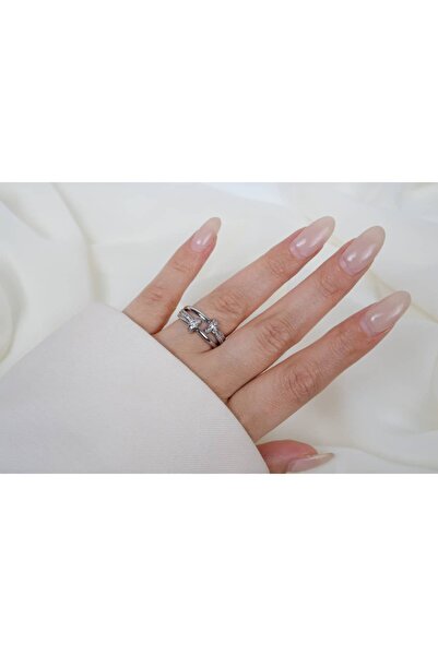 ATELİER TUĞBA Yzk318 Stone Model Stone Silver Adjustable Ring