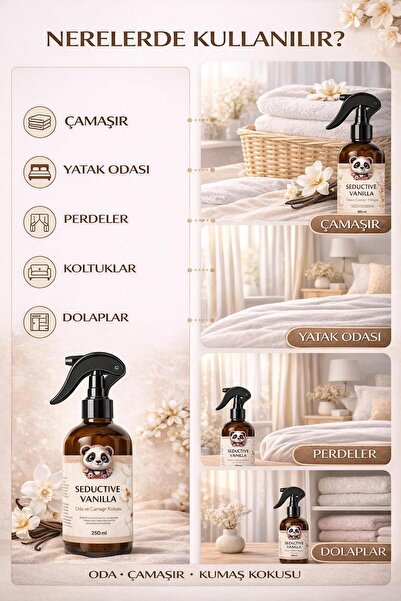 Rosie Seductive Vanilla Oda ve Çamaşır Kokusu Sprey 250 ml –Vanilya Kokulu Ortam ve Kumaş Sprey