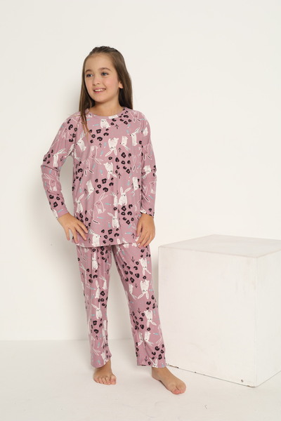 Simmy Kids Kız Çocuk Desenli Pembe Pijama Takımı