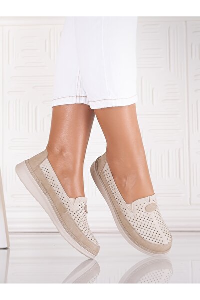 Botinelli Atinos Women's Casual Beige/Kaki Leather Shoes, Size 37