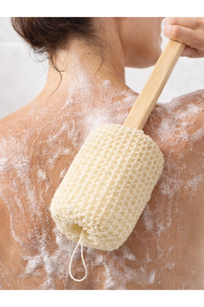 BEYLİNİ فرشاة تقشير الجسم من خشب السيزال بمقبض سترنجات، فرشاة تقشير الجسم، عص...