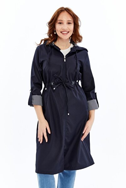 Jamila Hooded Zippered Women's Sports Trench Coat