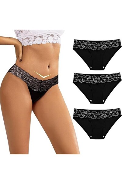 Zilams Set of 3 seamless black panties, black, size S,
