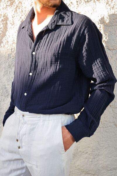 no7man Maldiv Navy Blue Shirt