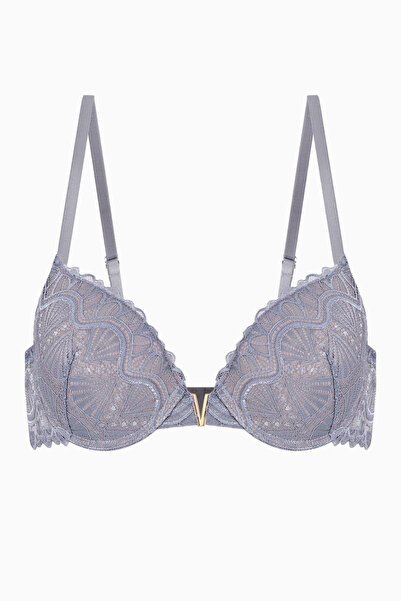 Weweus Sutien din dantelă cu detalii Anna Gold - Push Up - 2568 - Gri