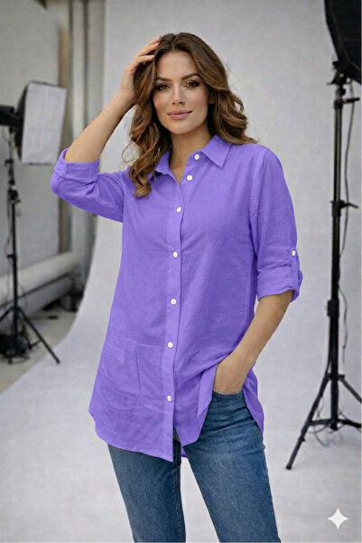 rushana Women's Shirt Sleeve Foldable 85 cm Crepe Fabric