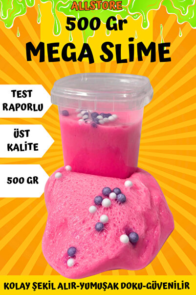 ALLStore MEGA SLİME 500 GR PEMBE JUMBO BOY TEST RAPORLU