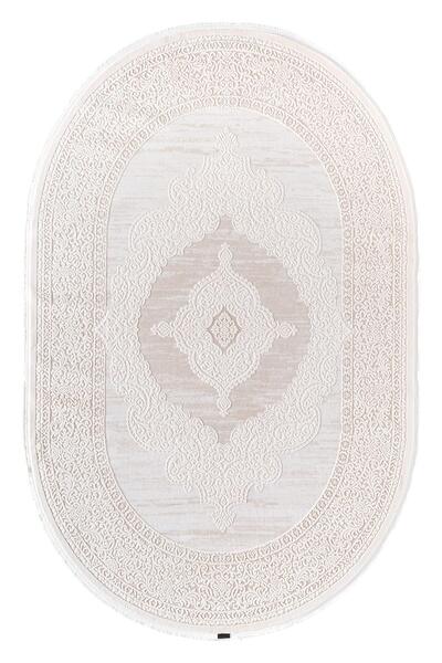 Karmen Halı Truva 8342 Oval Krem Halı Bej Kalın Akrilik Tozuaz Modern Klasik ...