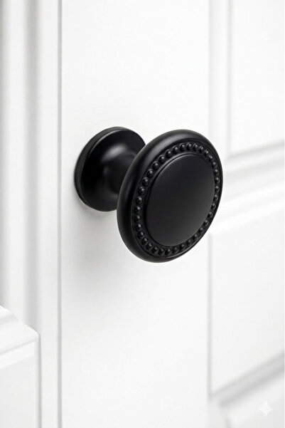 BERFİNO Black Cabinet Knob 5-Pack – Vintage Metal Furniture Handle, Drawer Ca...