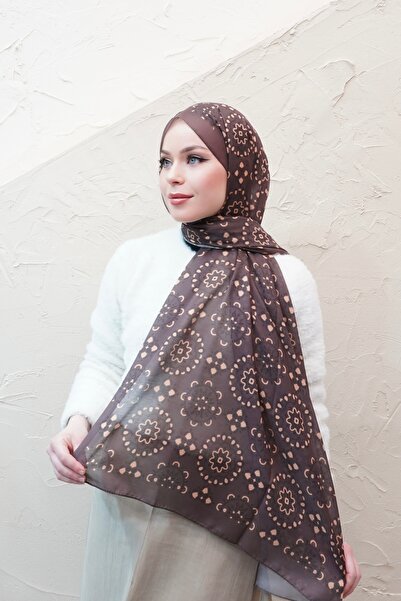 efdal şal eşarp Sun Geometric Pattern Aqua Cotton Shawl