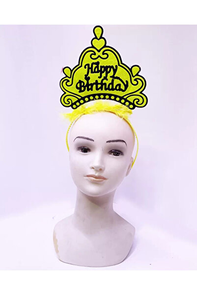 Go İthalat Happy Birthday Neon Yellow Color Birthday Crown 24X15 cm (5343)