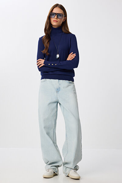 Lovelyİstanbul Turtleneck Knitwear Sweater Lyy0133 Dark Blue