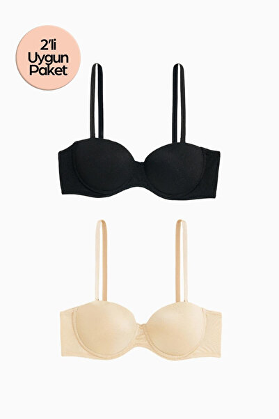 Weweus حمالة صدر روزالي بوش أب مبطنة/أسود-بني/75B