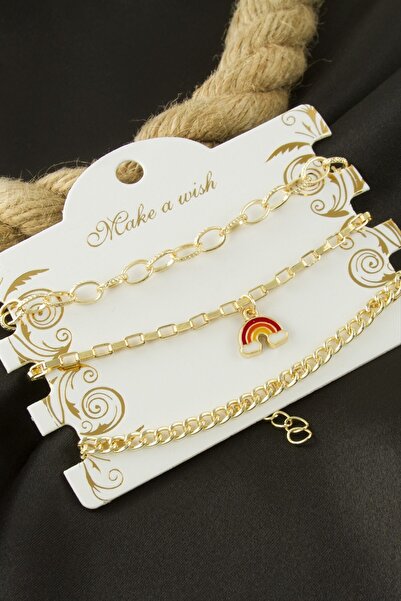 Bijuteri Net Rainbow Chain Bracelet 3 Pieces