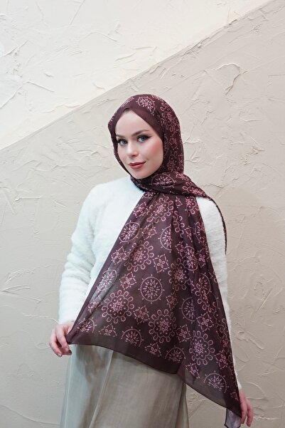 efdal şal eşarp Sun Geometric Pattern Aqua Cotton Shawl