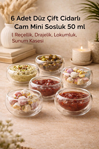 DİVAYS 6 قطع من أوعية الصلصة الزجاجية الصغيرة ذات الجدار المزدوج سعة 50 مل | ...