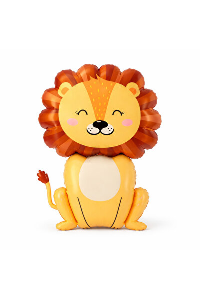 Parti dolabı Cute Lion Foil Balloon, Safari Themed Jungle Animals Kids Birthd...