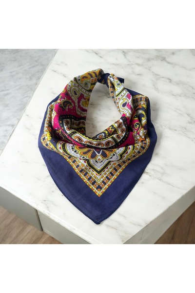 ALS Tasarım Dünyası Purple Color Patterned 100% Cotton Bandana