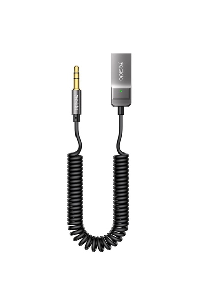 Yesido Bluetooth Audio Cable, USB to 3.5mm Jack, Hands-free, 1.4m, Nylon, Black