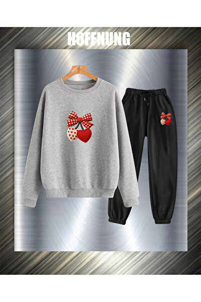 HOFFNUNG Unisex Casual Tracksuit Set 2Hearts Outdoor Full Sweatshirt