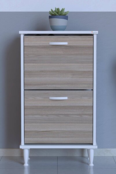 Modilayn Umay Ayakkabılık (52 cm) Ayaklı 2 Düşer Kapaklı 4 Raflı (5 Farklı Re...