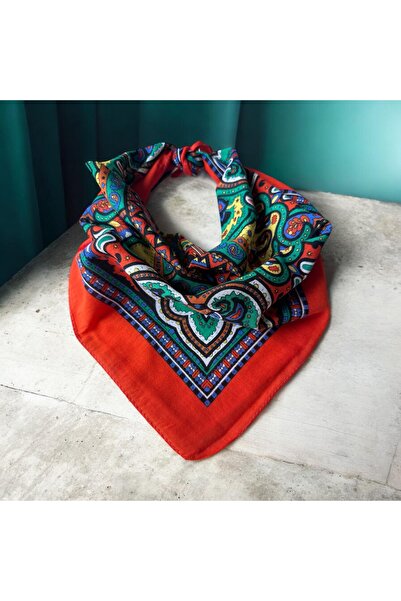 ALS Tasarım Dünyası Purple Color Patterned 100% Cotton Bandana