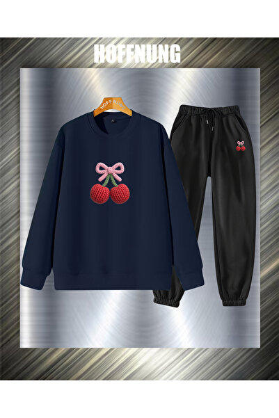 HOFFNUNG Unisex Casual Tracksuit Set 2Cherries Outdoor Full Sweatshirt