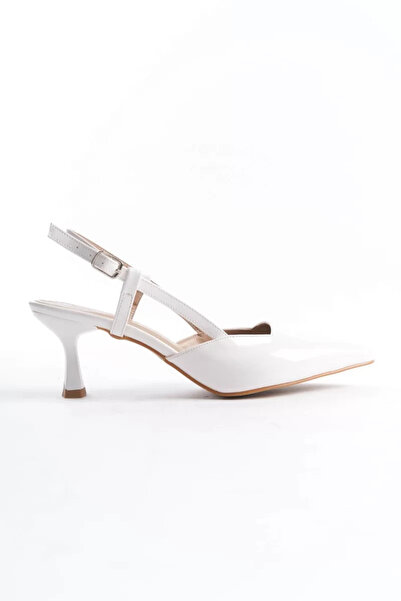 Belinora Pantofi cu toc înalt din piele lăcuită albă pentru femei TR08MS20B