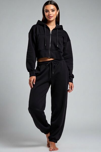 DJC Women's Cropped Jacket and Jogger Pants Set