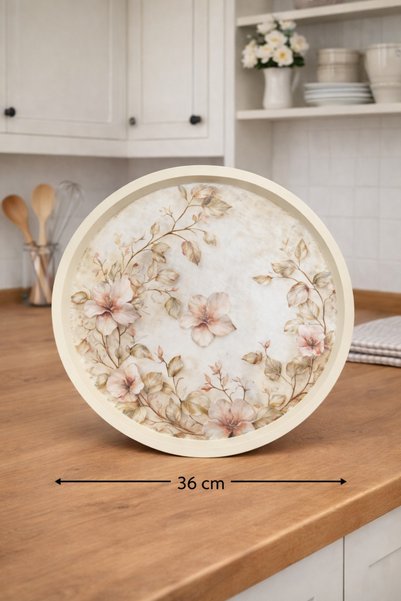 Zucci Home English Vintage 2-Piece Coffee and Tea Serving Tray Magnolia Bloom + Floral Vintage Presentation Tray 2 Pieces