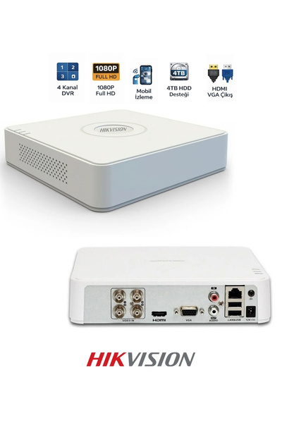 Hikvision DS-7104HGHI-M1 4 Kanal DVR 5 IP Kamera Destekli Kayıt Cihazı